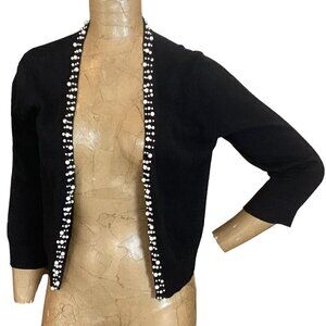 Ronni Nicole RN Studio Black Cropped Open Cardigan Pearl Bead Accents 298C